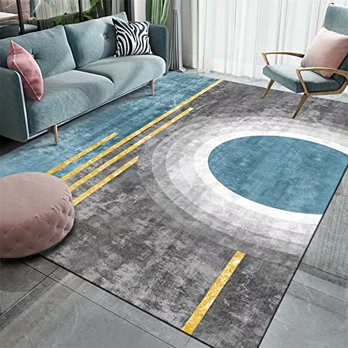 RUGMRZ Webteppich Flickenteppich Waschbar Blaue graue Wohnzimmer Teppich Gold Faden Dekoration kann besonders angefertigt Werden Balkonteppich Outdoor 200X300CM