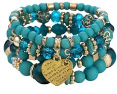 RIXERKOC Bohemian elasticizzate Braccialett, Bracciali di cristallo Gioielli di moda a cuore con perline per donne e ragazze
