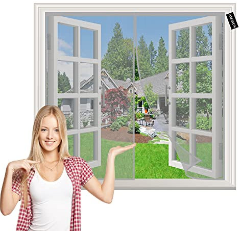 Insektenschutzrollo Grau 110x90cm Insektenschutz Tür Fenster Moskitoschutz Fliegenvorhang Ohne Bohren für Küche/Wohnzimmer/Schlafzimmer