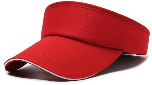 Chyuxinda Sonne Visoren Sonnenhut Golf Tenniskappe mit Sonnenblende Baseball Kappe Einstellbar Schirmmütze für Unisex Damen Herren (DE/NL/SE/PL, Alphanumerisch, Einheitsgröße, Rot)