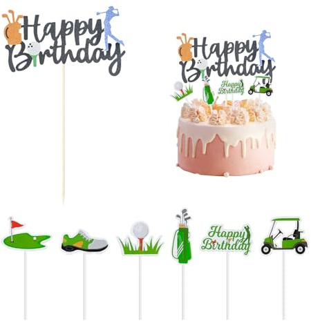 CYNOSURETECH 2 Pieces Golf Theme Cake Inserts, Creative Cake Inserts, Sports Theme Birthday Party Decorations, Party Supplies