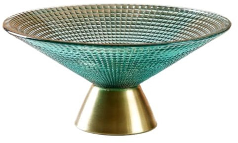Cesta de Frutas, frutero, cestas de Almacenamiento, frutero de Vidrio, Cuenco Decorativo, frutero Vintage para encimera de Cocina, Cuenco con Pedestal de Vidrio Acanalado, Plato de