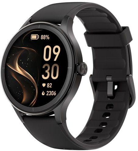 TOOBUR Reloj Inteligente Mujer Redondo, Smartwatch Deportivo, Reloj Contador de Pasos Calorias, Smart Watch Compatible Android iOS, Responder Hacer Llamadas, Reloj Mujer Salud, IP68 Waterproof, Negro