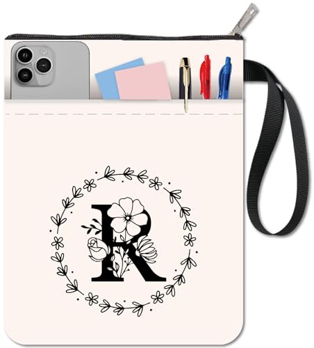 CRASPIRE Funda Flor Libro Cremallera Bolsillo Extra Lavable Tela Letra Inicial R Plantas Protector Libreta Libros Tapa Dura Lector Ratón Biblioteca Escuela Profesora Regalos