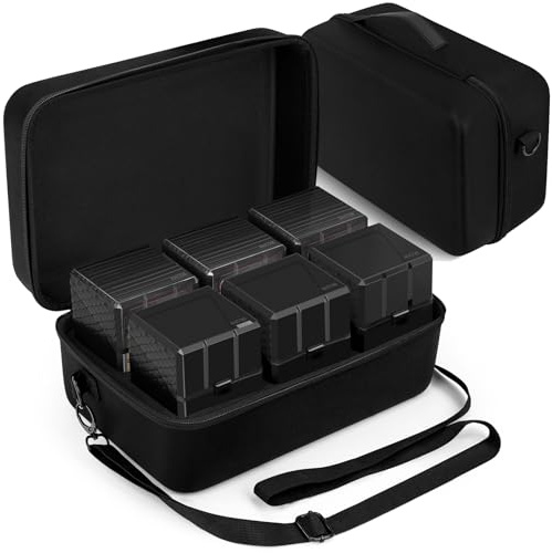 RHCOM Graded Card Case - eva hard case with 6 clear storage boxes 72 card board compatible graded card storage case for PSA, CSG, BGS sports trading card cases (BALCK)