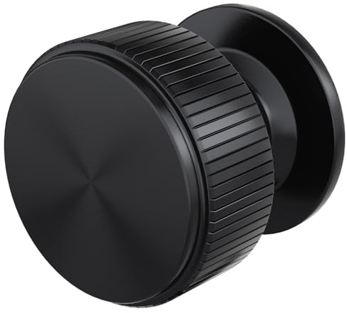 Furniware 10 Pack Matt Black Cabinet Knobs, Solid Drawer Handles, 32mm Single Hole Pull Handle, Kitchen Cupboard Pulls with Lines Knurled Design, Modern Door Knobs for Drawer Dresser, Wardrobe, Closet