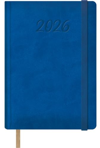Dohe - Agenda 2026 - Día Página, A5 (15x21 cm), Tapa Dura de Polipiel, Cierre de Goma, Marcapáginas, 12 Meses Enero a Diciembre, Planificador Anual en Español - Samba Azul