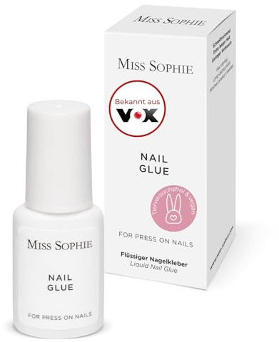 Original Miss Sophie Nagelkleber mit Pinsel I Starker & schnelltrocknender Halt I Für Press On Nails, künstliche Nägel & eingerissene Nägel I Präziser Auftrag für Fingernägel