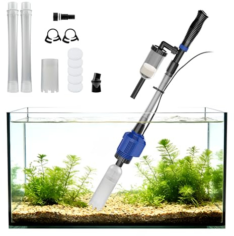 NICREW 3 en 1 Aspirateur Automatique Électrique, Nettoyeur pour Gravier et Sable avec Changement d'eau, Aspirateur de Gravier Convient pour Aquarium Moyen et Grand