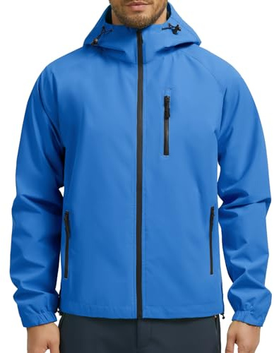 UMIPUBO Hombre Chaqueta Impermeable Cortavientos Exteriores Lluvia Abrigo Ligero Reflectante Transpirable Capucha Plegable Senderismo Para Correr, Senderismo Vientos Cazadora