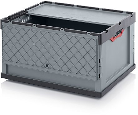 Auer Packaging Faltbox Klappbox aus Kunststoff 80x60x44,5 cm mit Deckel - sehr große Transportbox klappbar faltbar