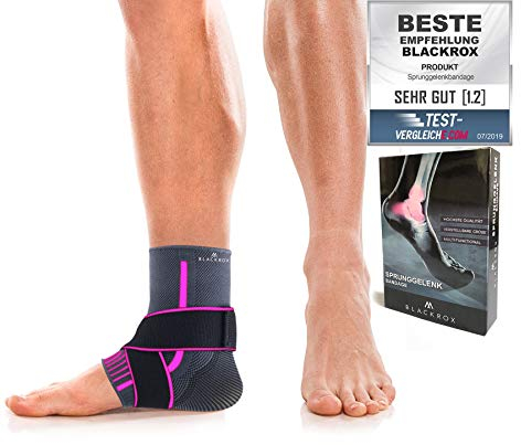 BLACKROX Sprunggelenkbandage, Vergleichssieger, Knöchelbandage, Sprunggelenk Bandage, Sport, Handball, Fußball, Volleyball, Fußbandage, Fussgelenkbandage Damen & Herren Links & Rechts (Pink, S)