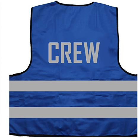 Warnweste - Signalweste - Crew - Warnweste mit reflektierendem Aufdruck - Größe S/M, Blau