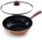 nuovva Non Stick Induction Wok Pan – Deep Stir Fry Pan with Glass Lid – 28 cm Frying Pan