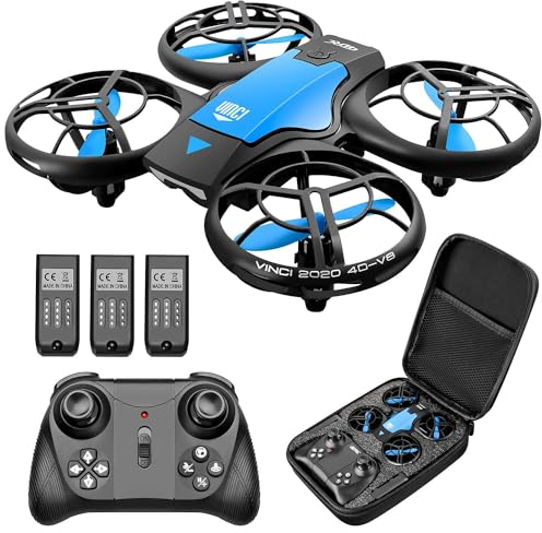 4DRC Mini Drone for Kids Hand Operated RC Quadcopter with 3 Batteries Longer Flight Time, Altitude Hold, Headless Mode, Throwing GO, 3D Flip and 3 Speed Modes Aeroplane for Beginners, Blue