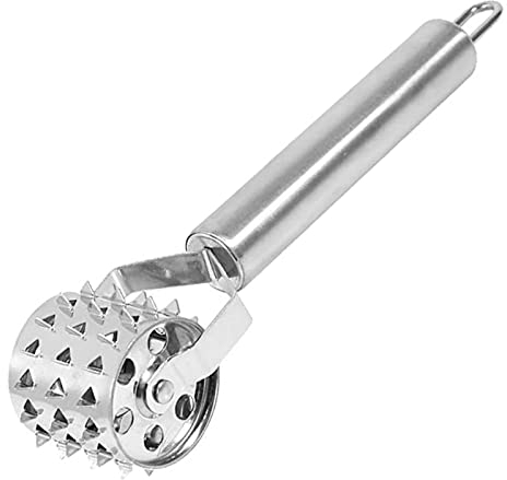 Ablandador Aguja Rodillo Martillo Herramienta de Hornear de Acero Inoxidable Mazo Ablandador de Carne Apto para Lavavajillas para Bistec Carne de Cerdo Pollo Chuletas de Cordero y Masa de Pizza