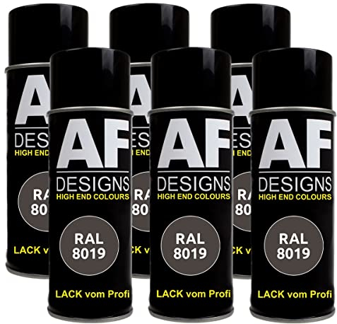 Alex Flittner Designs Lackspray RAL 8019 GRAUBRAUN glänzend 6x 400ml Spraydose Buntlack Autolack