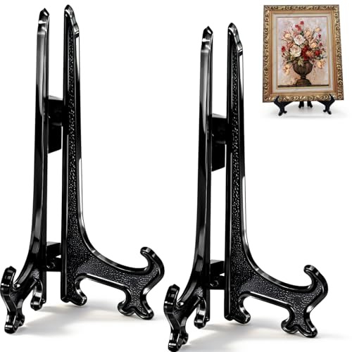 Funzhan 2pcs Schwarz Plastik Acryl Staffelei Fold-Display-Ständer Plastik Bilderrahmen Platten ständer Halter - 25 CM
