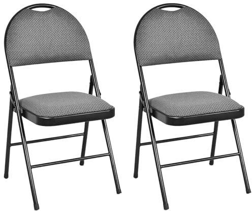 TANGZON 2/4/6 Pack Fabric Padded Folding Chairs, Steel Frame Conference Chairs with Backrest & Non-Slip Foot Pads, Easy Storage Event Hall Guests Seat for Home Office Reception (2pcs,High Back,Grey)