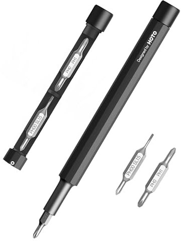 HOTO Precision Screwdriver SE, Pocket Size, Multi-Bit, Mini Hand Screwdriver with 2 Double End Bits & 1 Pen Bit, Ideal for Phone/Glasses/Watches/Laptop, Black