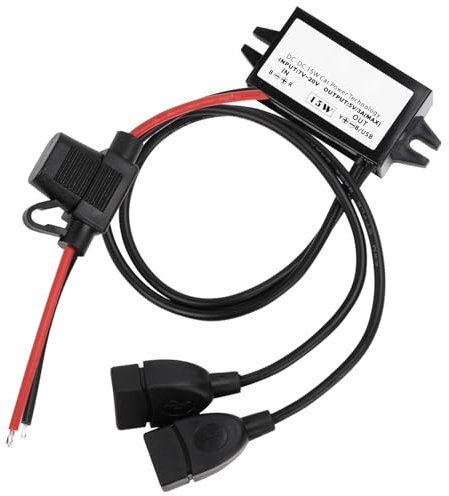 12V auf USB,12V auf 5V USB-Adapter,DC Buck-Konverter-Modul 3A 15W DC auf DC Auto-Stromwandler Adapter mit Sicherung (DualUSB)