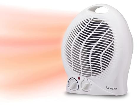 BEPER P203TER202 Termoventilatore, 2000W, 2 Potenze selezionabili, Termoventilatore compatto con Termostato regolabile, Modalità Eco e Autospegnimento, Bianco