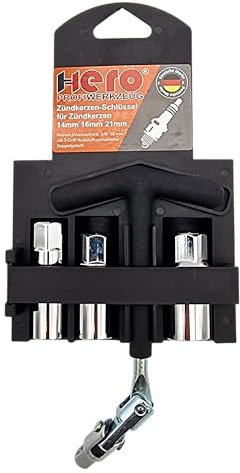 Hero Zündkerzenschlüssel Satz 5tlg. Universal Zündkerzenschlüssel für Auto und Motorrad Zündkerzen Entferner Werkzeug 16/18/21mm Zündkerzenentferner 1/2” T-Griff Gelenk Schlüsselsatz KFZ PKW