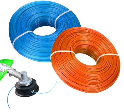 2 Pz Filo per Decespugliatore Elettrico, 60 m x 1,65 mm Filo Decespugliatore in Nylon, Filo per Tagliabordi, Filo in Nylon per Tagliabordi Professionale, Linea Filo Tagliaerba(60 m x 2 Pz)