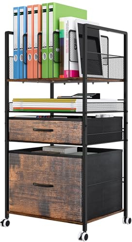 Solinxe Carrito utilitario rodante de 3 niveles con 2 cajones, organizador de archivos de metal móvil para oficina, escuela, organización del hogar, color negro antiguo