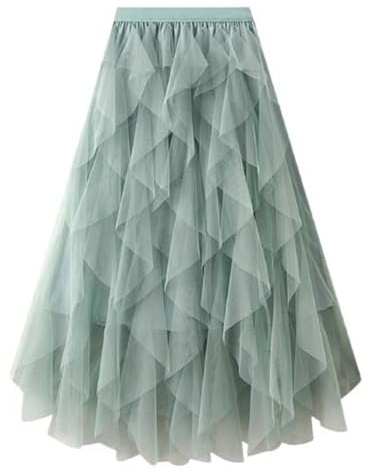 Gonna in Tulle Donna Lunga,Gonna Lunga Donna A Vita Alta Irregolare Sottogonna A Strati Plissettate Mesh Maxi Gonne Tinta Unita in Tulle Elegante Elegante Vintage Party Maxi Gonne