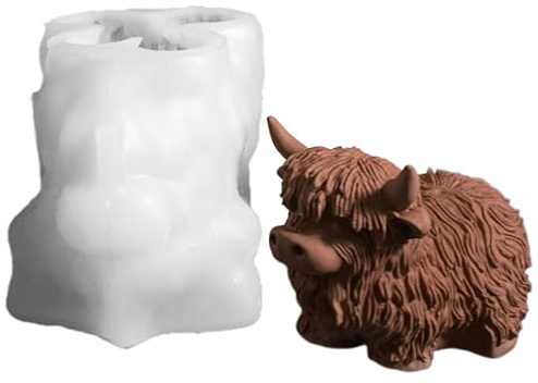 Highland Cow Silicon Schimmel - Kerzen- und Handwerksform | Süße Kuhformharzform für Seifenwachs Süßigkeiten Eisgelee Gummi -Snacks Backkuchenherstellung und Tierfigurenharzprojekte