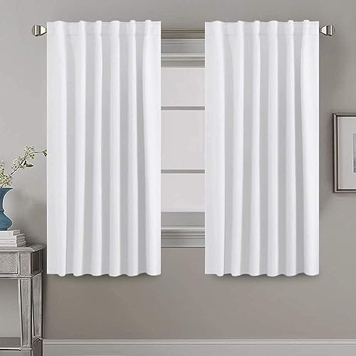 Tenger Home® Tende con passanti e nastro arricciato tenda oscurante decorativa sipario opaco tenda con passanti tenda a nastro (Bianco, 120 x 150 cm)