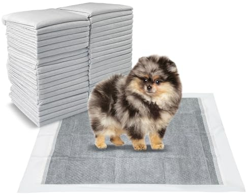 Lahnaokfis 100 Stück Inkontinenzunterlage Einweg, 33 × 45 cm (Grau) Trainingspads für Hunde Und Welpen, Inkontinenz Bettunterlage Auslaufsicheres 5-Lagiges Design Mit Schnell Trocknender Oberfläche