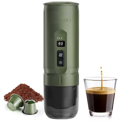 HIBREW H4C - Macchina per caffè espresso elettrica portatile, ricaricabile tramite USB-C, colore verde, classica