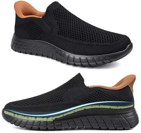 ODCKOI Herr Slip On Mesh sneakers lätta atletiska mode sneakers andningsbara vardagliga promenadjoggingskor för gym fitness sport