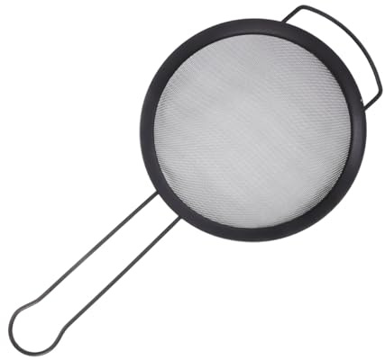 Strainer Sieve Black Stainless Steel for Home Kitchen Use | Large Sieve Strainer, Fine Mesh, Lightweight, Easy to Clean, Not Hurt Your Hand