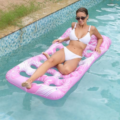 SHYYOULQE Quick Inflate Shaped Pool Luftmatratze Float Stabile PVC Wasserliege für Erwachsene See oder Strand Stabiler Pool Schwimmer mit verschweißten Nähten