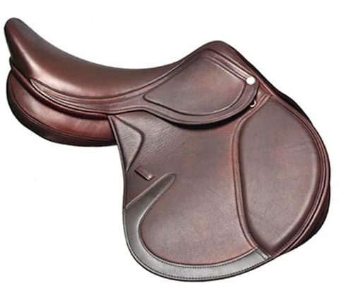 EQUIEMPRESS Premium englischer Springsattel aus strapazierfähigem Leder für Pferde bequemer Stabiler Reitsattel für Springreiten Vielseitigkeit und Outdoor Einsatz (16.5 inches)