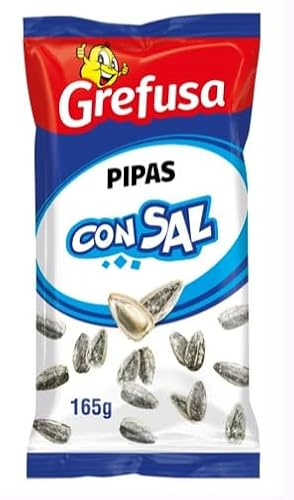 Grefusa Pipas Graines de Tournesol Salées, Petit Calibre, Se Décortiquent Facilement, Pack de 3 Sachets de 165g