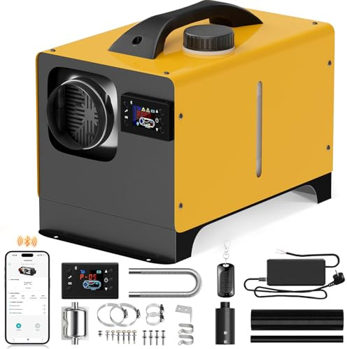 HLONONE 5-8kW Dieselheizung, 12V/24V Tragbare Diesel Standheizung, Air Standheizung Diesel APP & Adapter, Schnelles Aufheizen Diesel Luftheizung, Geringe Geräuschentwicklung, Dieselheizung für Garage
