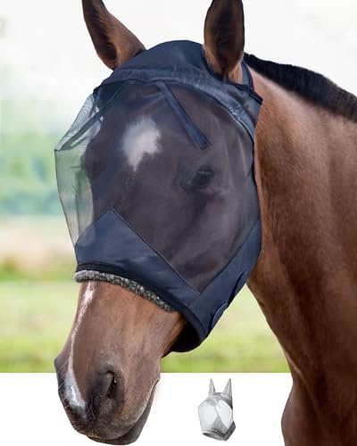 Harrison Howard CareMaster - Maschera antimosche per cavallo, misura media, colore: nero