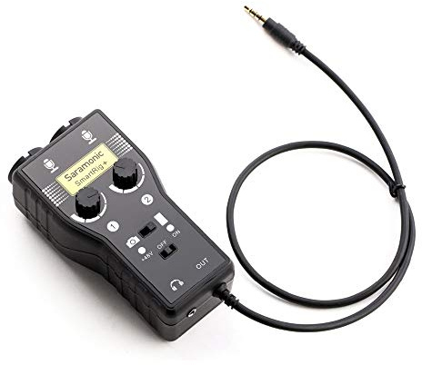 Saramonic SmartRig + 2-Kanal XLR / 3,5-mm Karaoke Mikrofon Audio Mischpult Vorverstärker und Gitarrenschnittstelle für DSLR Kameras Camcorder iPhone 8 8X 7 7 Plus iPad iPod Android Smartphone-Gitarre