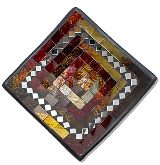 Woru Glas-Mosaik-Schale mit hintermalten Glassteinen belegt - Dekoschale 16 cm, Farbe:rot/gold