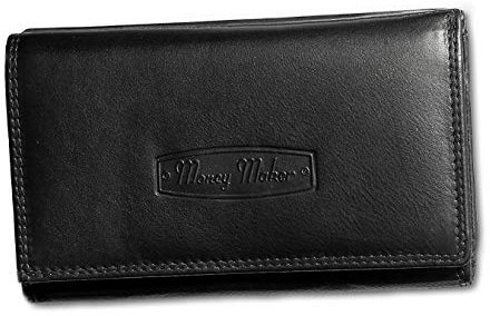 imppac Money Maker Damen Geldbörse Kellnerbörse Leder schwarz 13.5x4x10cm D2OPJ702S EIN schönes Geschenk zu Weihnachten, Geburtstag, Valentinstag für die Frau