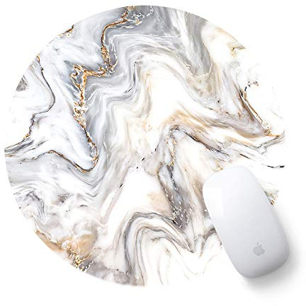 ToLuLu rundes Mauspad niedliches, für Desktop-Computer, Laptop, Notebook, PC, rutschfestes Gummi für Gaming und Arbeit, lustiges einzigartiges Mini Mauspad für Zuhause, Büro, weiß-Goldener Marmor