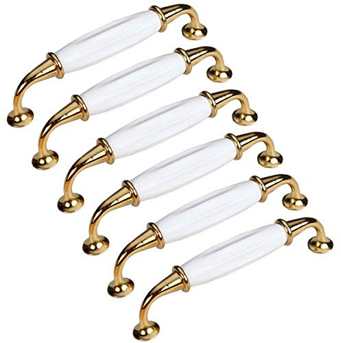 FBSHOP(TM) 6 Stück Möbelgriffe | Klassische weiße Keramik Schrankknöpfe | Schubladenauszüge Türgriffe Ideal für jedes Zuhause, jede Küche oder jedes Büro | 4 Farben erhältlich