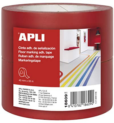 APLI 18609 Klebeband, PVC, rot, 40 mm x 33 m, 160 μm, 2 Stück
