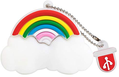 BorlterClamp Memoria USB de 32 GB, Unidad Flash Patrón de Nube Arcoiris Lindo USB Memory Stick, Regalo para Estudiantes y Niños