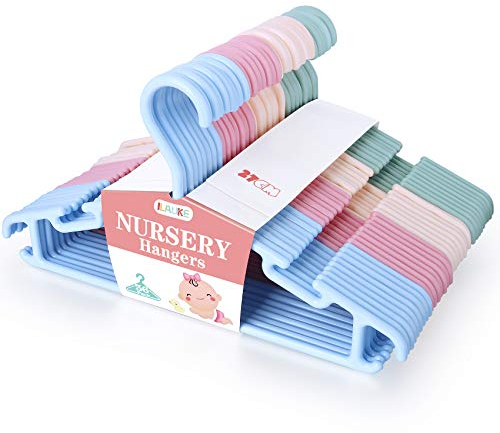ilauke Baby Kleiderbügel, 36 Stück Kinder Kleiderbügel Farbig, Rutschfester Kinderkleiderbügel, Baby Kleiderbügel Hangers 27 cm für Babys und Kleinkinder