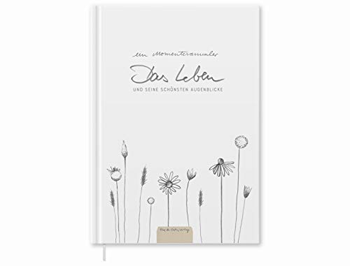 Momentesammler Eintragbuch - Das Leben und seine schönsten Augenblicke - A5 Notizbuch für Erinnerungen, Erlebnisse & Anekdoten, Weiß Beige mit Blumen, Hardcover, klimaneutral, Tagebuch, Lebensbuch